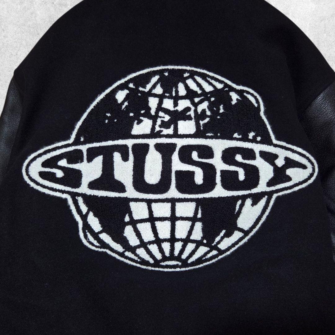 新品】STUSSY GLOBE VARSITY JACKET ブラック S - メルカリ