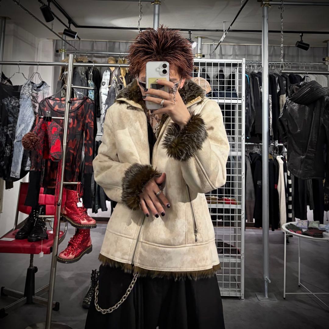 お兄系 y2k フェイクムートンブルゾン ファー - メルカリ