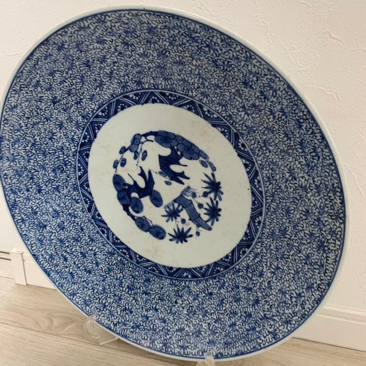 古伊万里 染付 大皿 40cm 松竹梅唐草文皿 飾皿 絵皿 - メルカリ