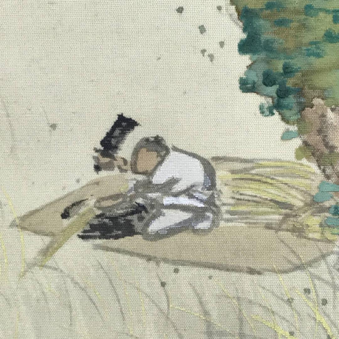 真作】川辺華堂/月明田家之図/山水図/砧図/掛軸/名家伝来/AD-764