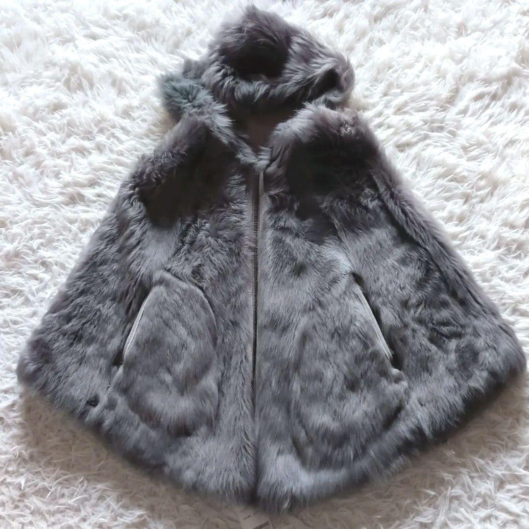 新品未使用✨羊革リアルムートン リバーシブルポンチョ ラムレザー