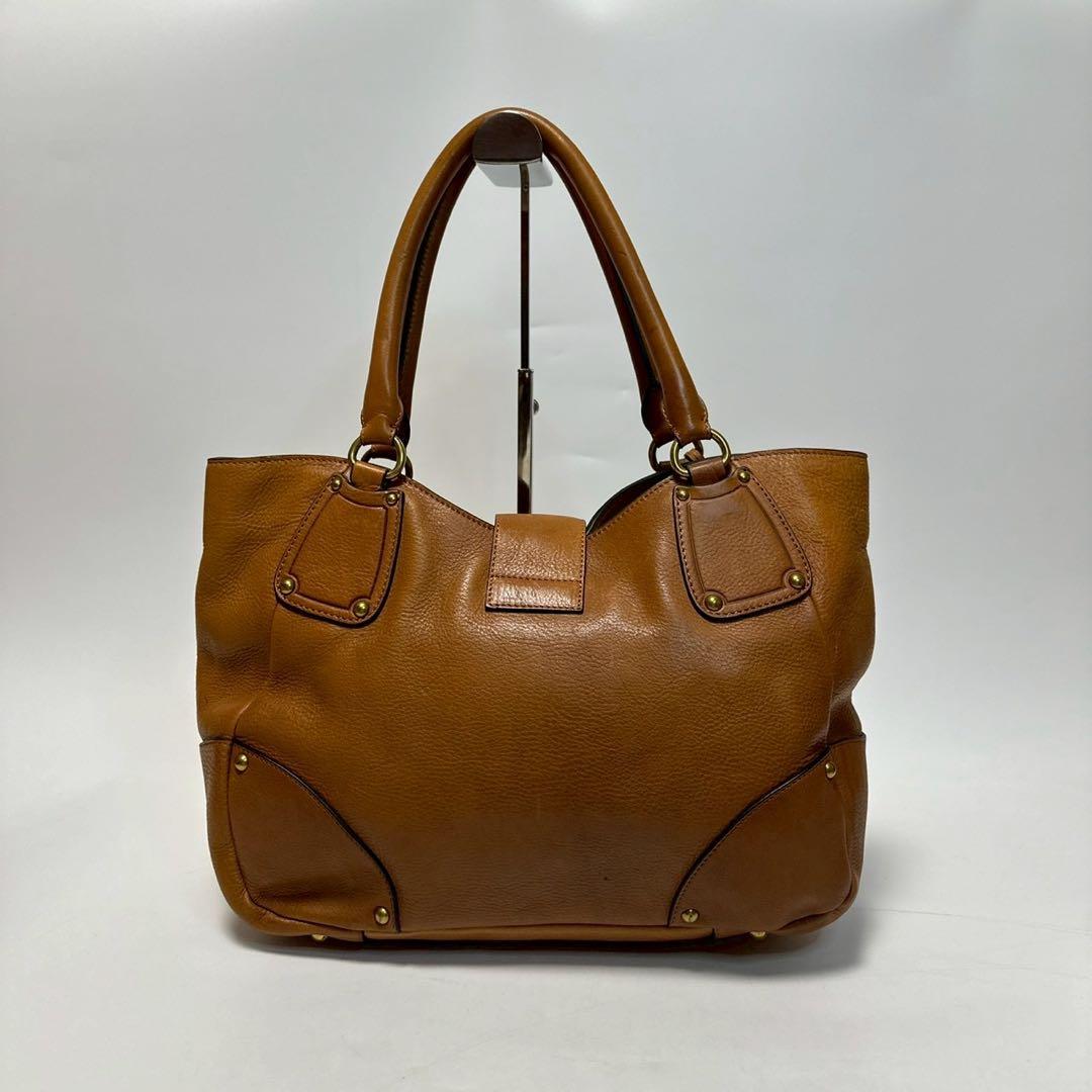 u85【美品】プラダ ロゴ金具 レザー クロシェット ハンドバッグ トート