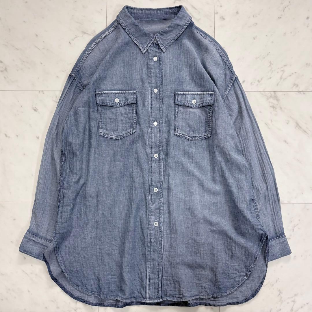 極美品✨ビアズリー シフォンデニムシャツ 人気 長袖シャツ ゆったり