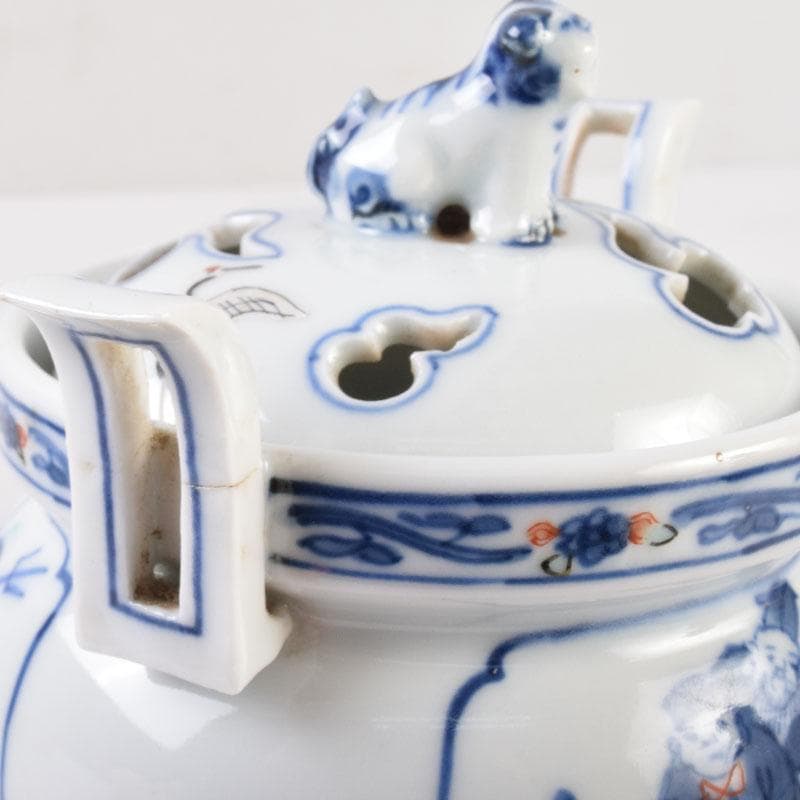 陶芸家 森野嘉光作 染錦 七福神図 双耳香炉 共箱 V 8506 - メルカリ