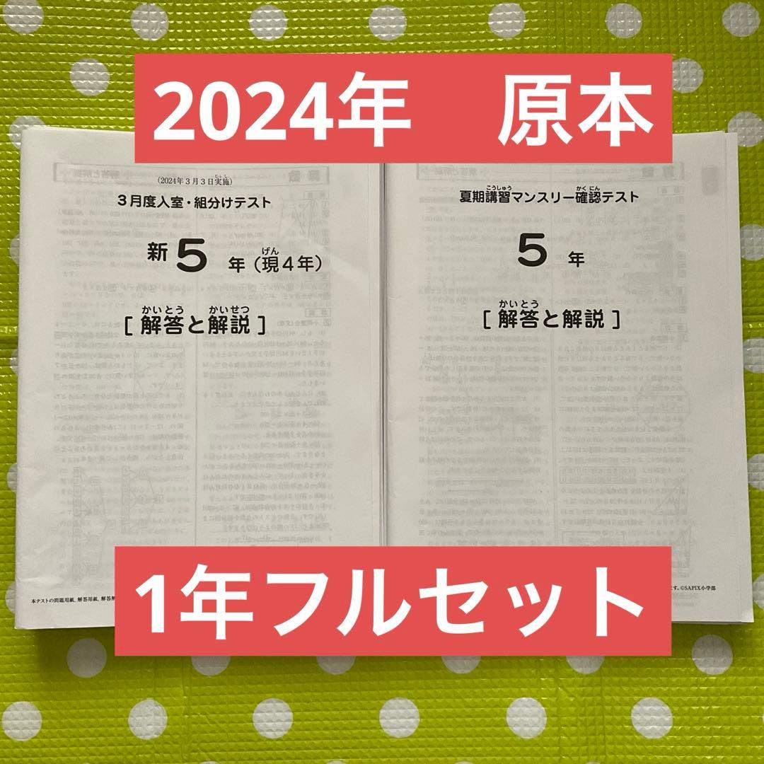 sapix サピックス 5年生 2024年実施　原本フルセット❗️ サピックス 新5年 3月度入室・組分けテスト2024年 原本 - メルカリ