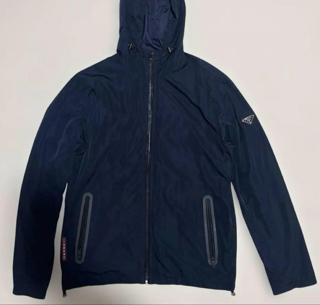 PRADAフード付きナイロンジャケット ネイビー(50) - メルカリ