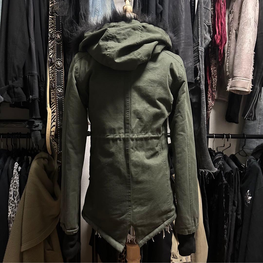 00s Cavaria レオパード ファー ギミック モッズコート 平成ギャル