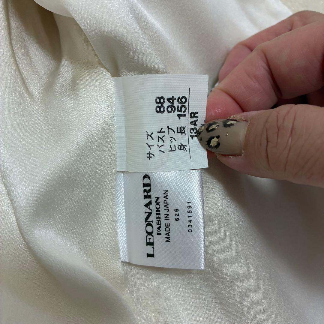 LEONALD レオナール☆微ラメノーカラージャケット 13号 Vネック