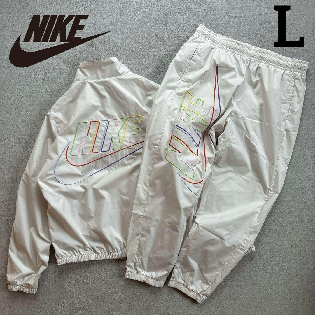 新品 NIKE ナイキ セットアップ ホワイト 刺繍 上下セット L - メルカリ