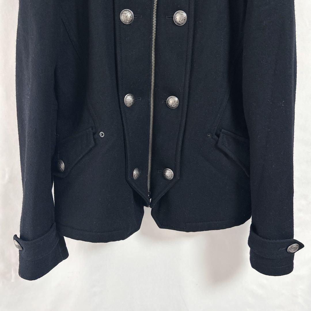 PPFM】ナポレオンジャケット(M)フード・ラクーンファー付 黒 ウール