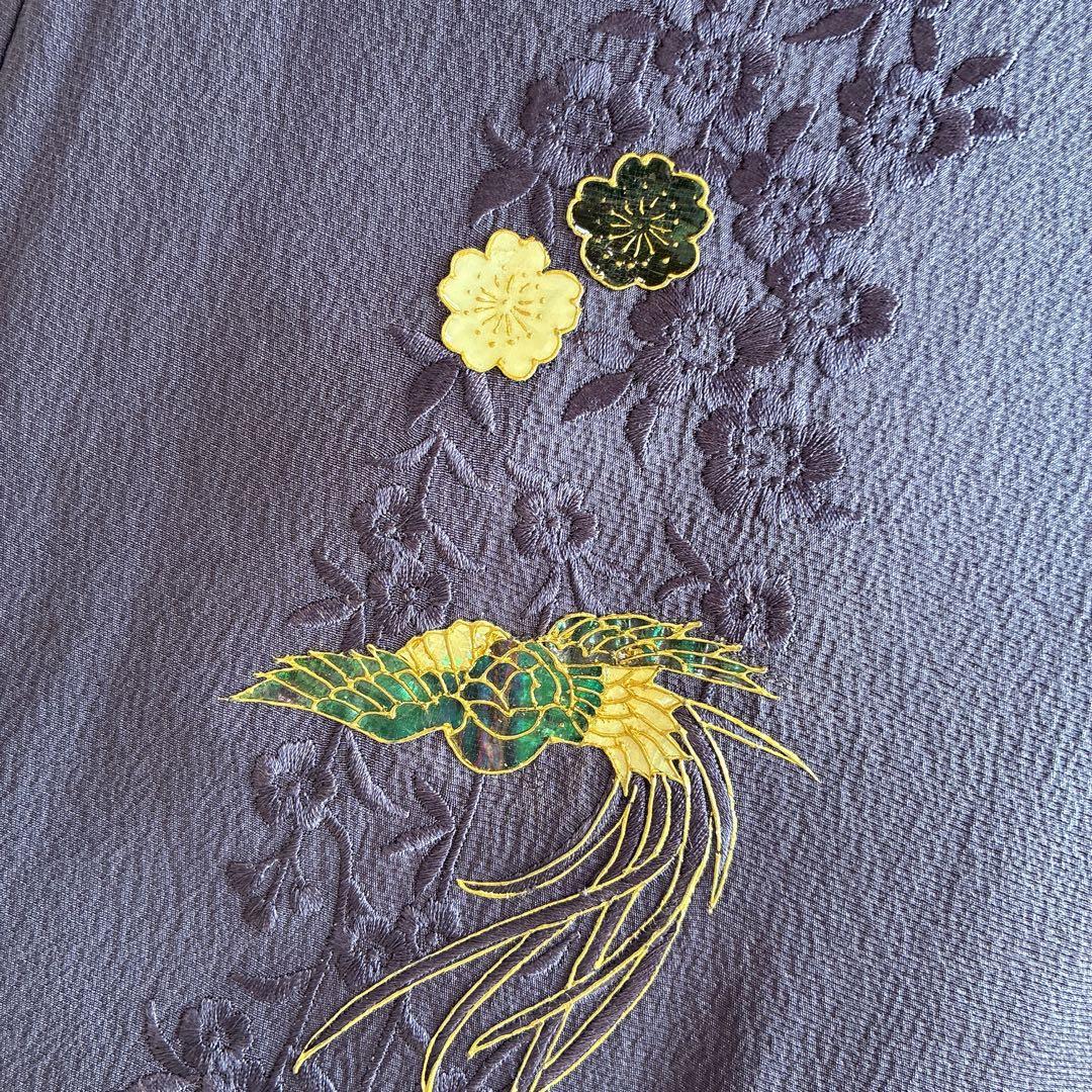 付け下げ フルセット 着物 正絹 鳳凰 凛と紫 訪問着 G9 - メルカリ