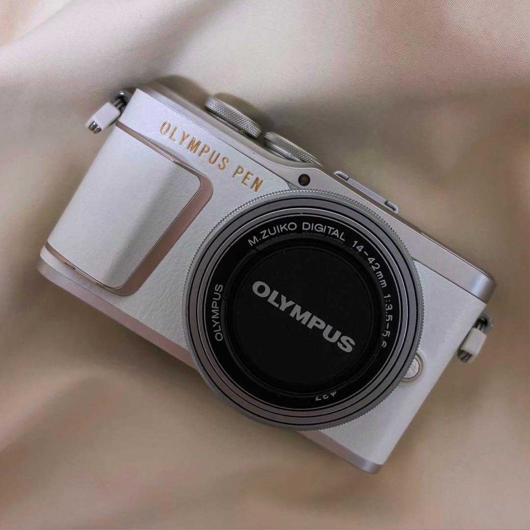 オリンパス ミラーレス カメラ 一眼レフ OLYMPUS PEN ホワイト 写真 OLYMPUS PEN オリンパス ミラーレス E-PL8 レンズキット ホワイト 中古