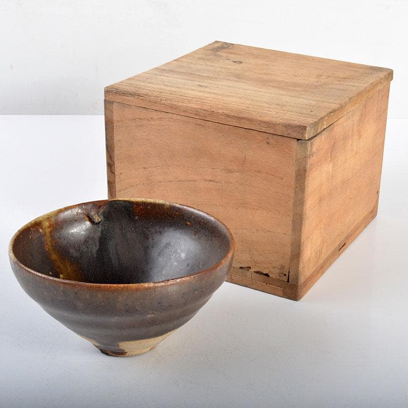 中国　柿釉　天目茶碗　時代箱付　V　R4371 Yahoo!オークション -「柿天目茶碗」の落札相場・落札価格