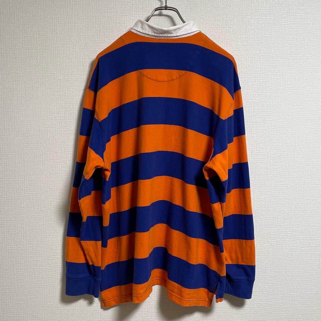 希少カラー】90sラルフローレン ラガーシャツ 太ボーダー オレンジ