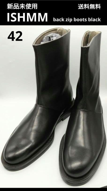 新品 ISHMM イシュム back zip boots black レザー42 新品 ISHMM イシュム back zip boots black バックジップ レザーブーツ