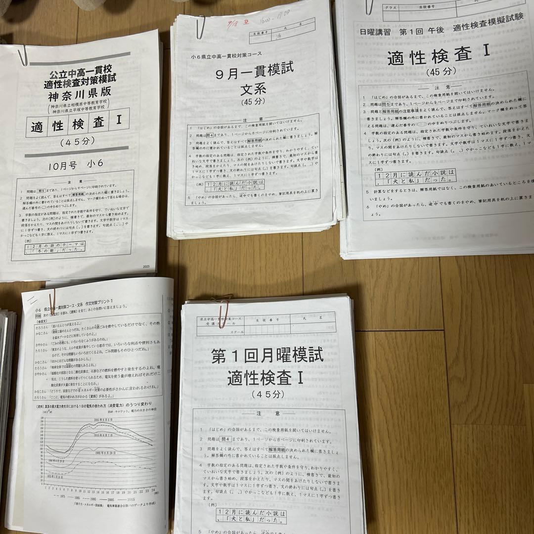 新小6 平塚、相模原中高一貫 適性検査対策専門塾に通っていた問題集の