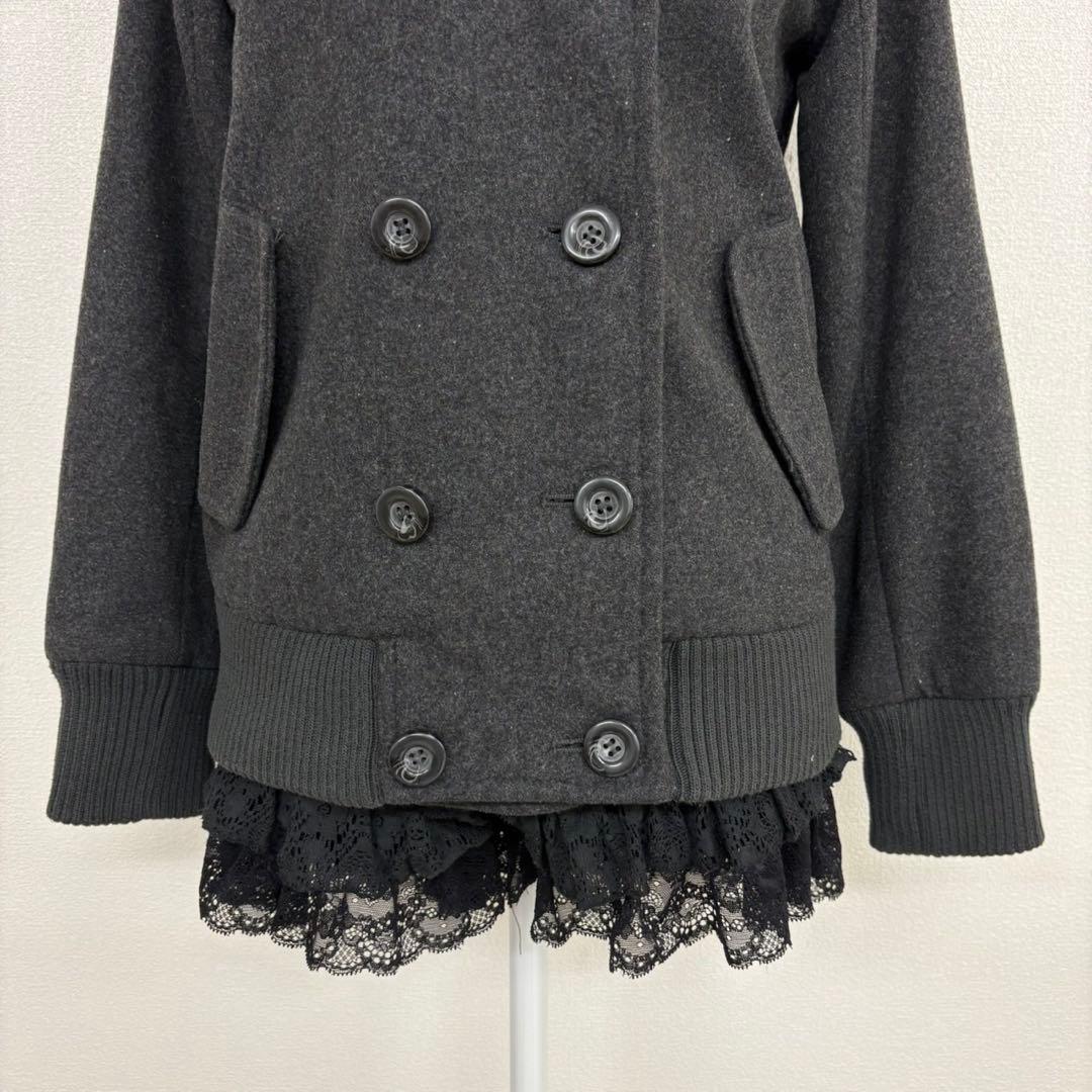 ピーコート グレー ウール 厚手 平成ギャルy2k グランジ ナポレオン