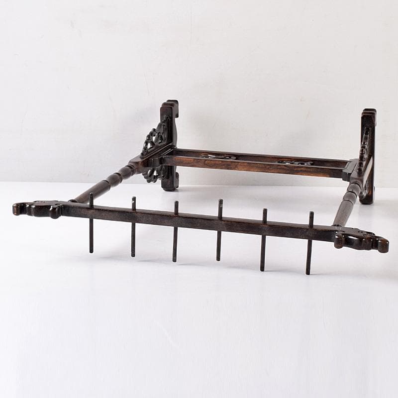 書道具　野崎松寿造　唐木紫檀製　 龍雕　筆掛　筆吊　V　R7943B