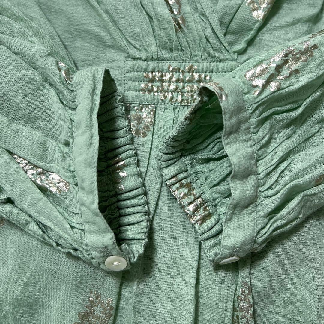 ヌキテパ コットンボイルホイルフラワープリントブラウス チュニック