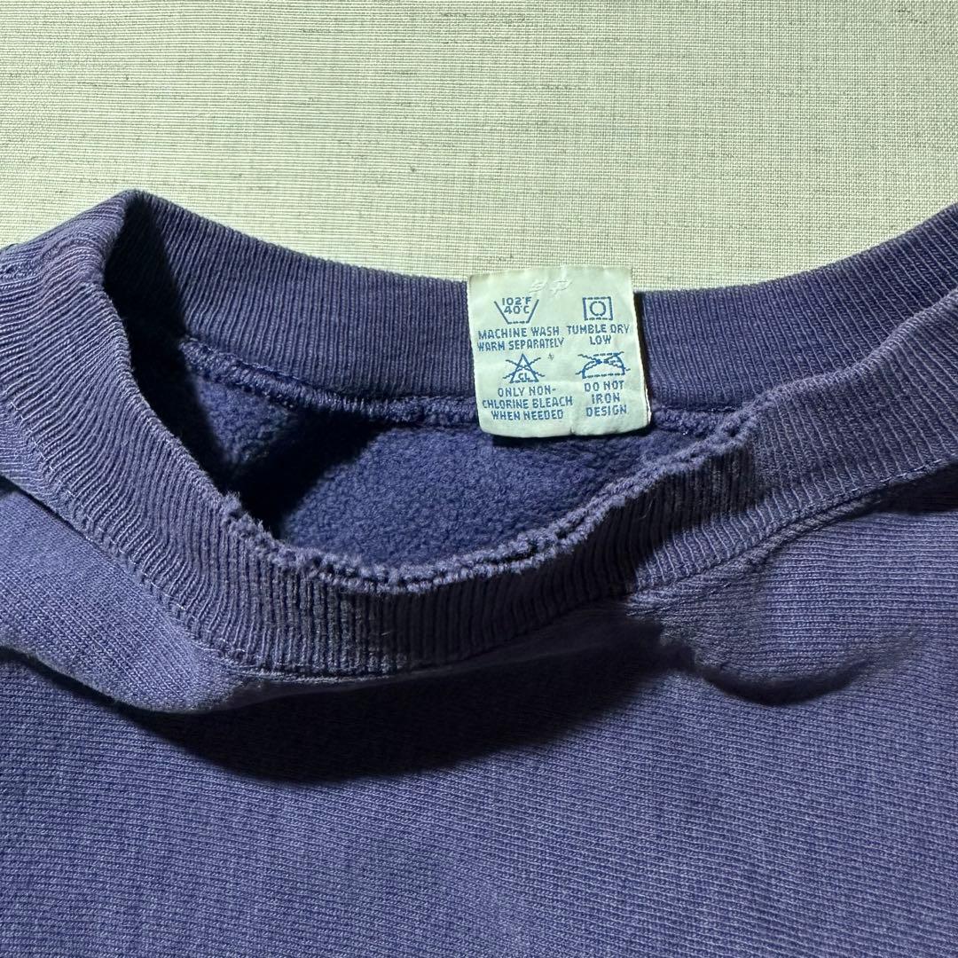 90s USA製 チャンピオン リバースウィーブ 茄子紺 ワンポイント