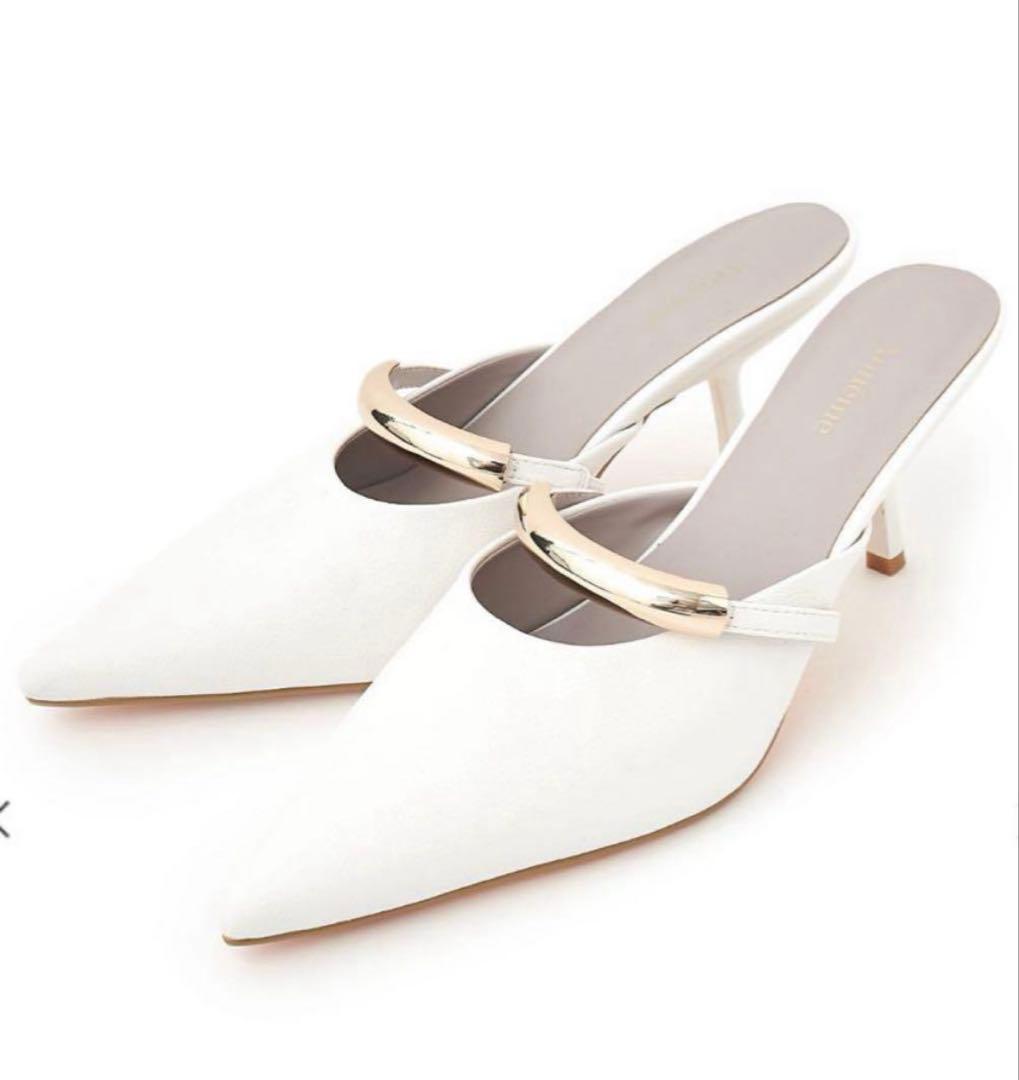 新品・未使用＊Aimeine ゴールドモチーフポインテッドミュール(ホワイト)Ｌ aimeine エメイン ゴールドモチーフポインテッドミュール L - メルカリ