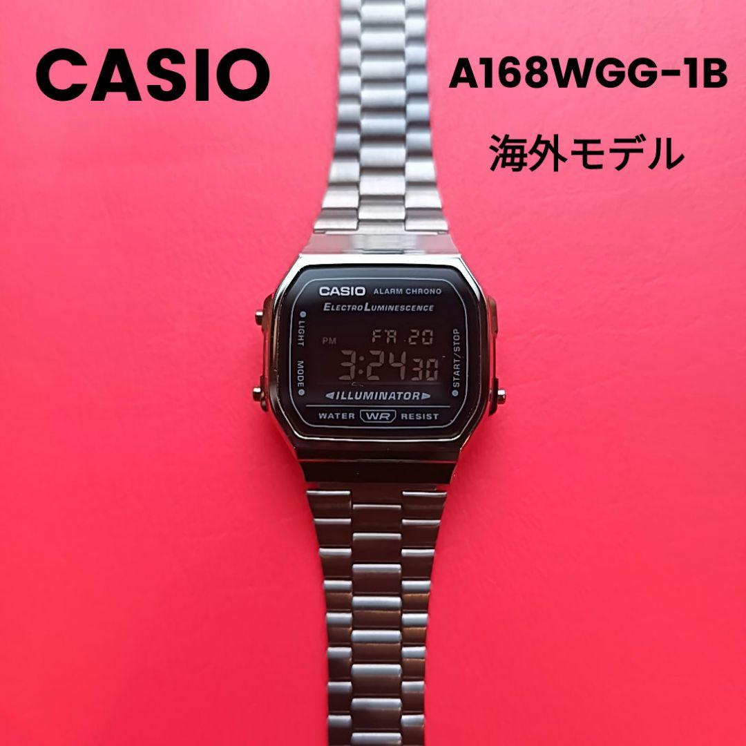 極美品 カシオメタルバンド ガンメタ A168WGG-1B 海外モデル - メルカリ