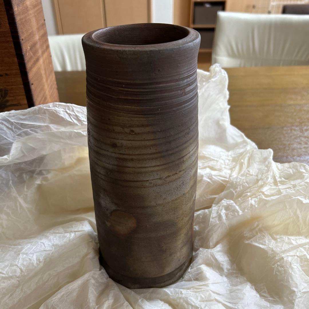 人間国宝 藤原雄 備前焼花入 共箱、共布 備前窯変花入 共箱 人間国宝 藤原雄（作）名品 | 古美術ささき