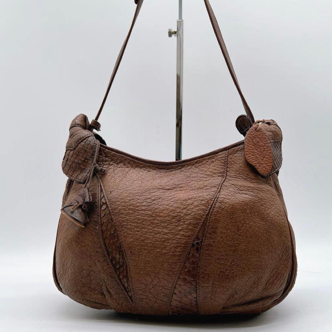 美品 IBIZA 切り替え ハンド ショルダーバッグ パイソン f538 sankyo shokai（三京商会） パイソン ショルダーバッグ ［3種類の