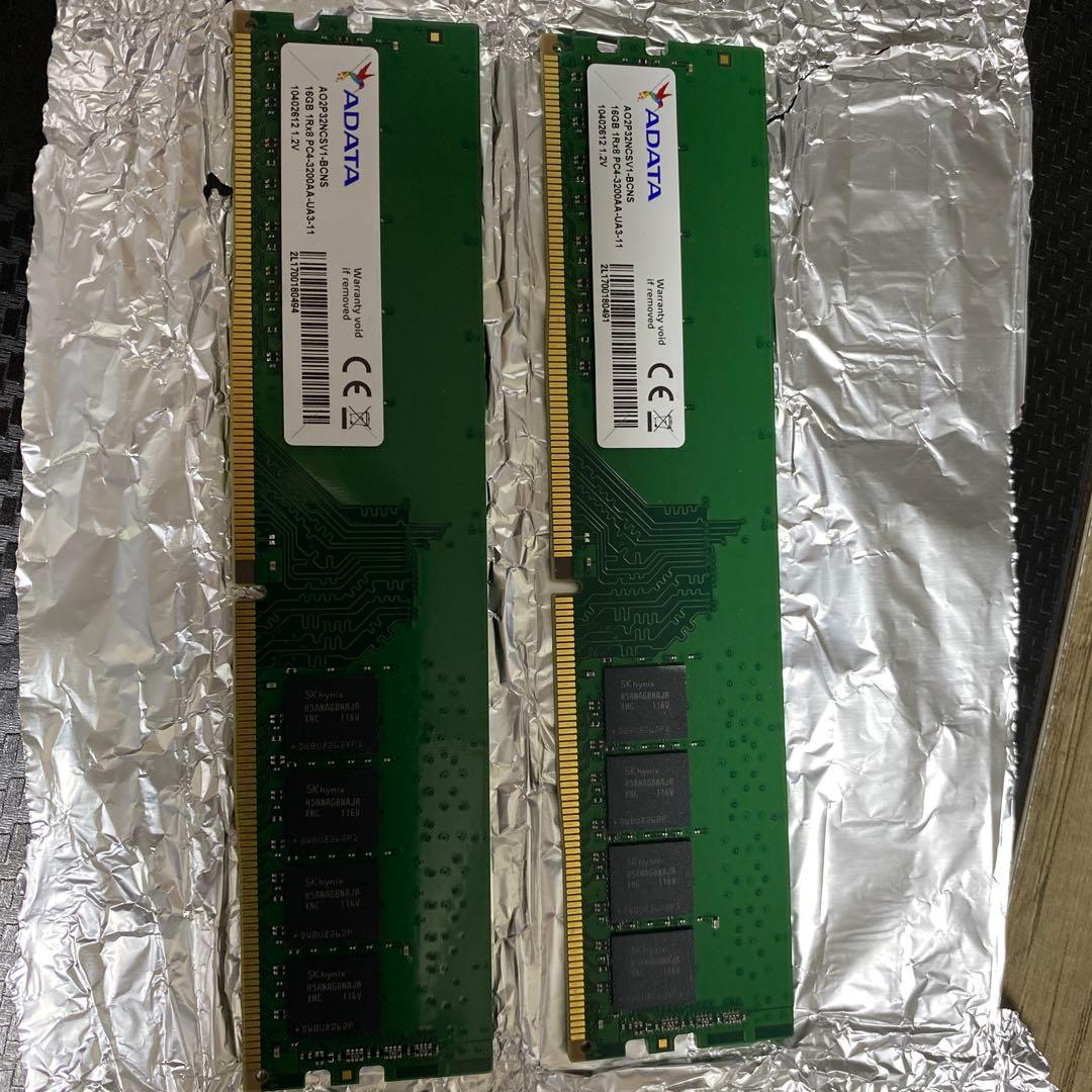 ADATA DDR4 メモリ 2枚セット 32GB (16x2) ADATA A-DATA AD4U32008G22-DTGN 288Pin DDR4-3200 16GB(8GBx2枚組)SET