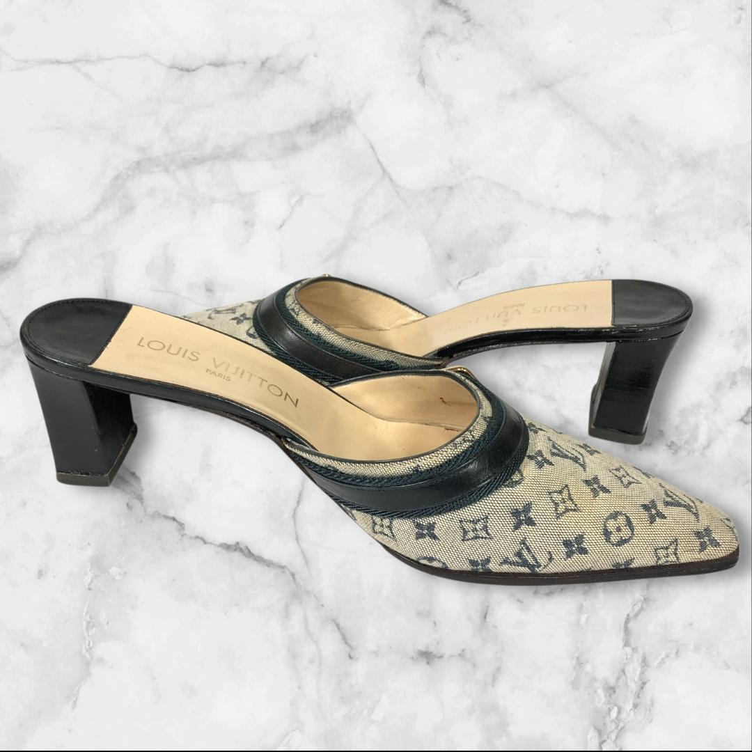 ルイヴィトン 靴 24.5cm モノグラムミニ ミュール パンプス サンダル