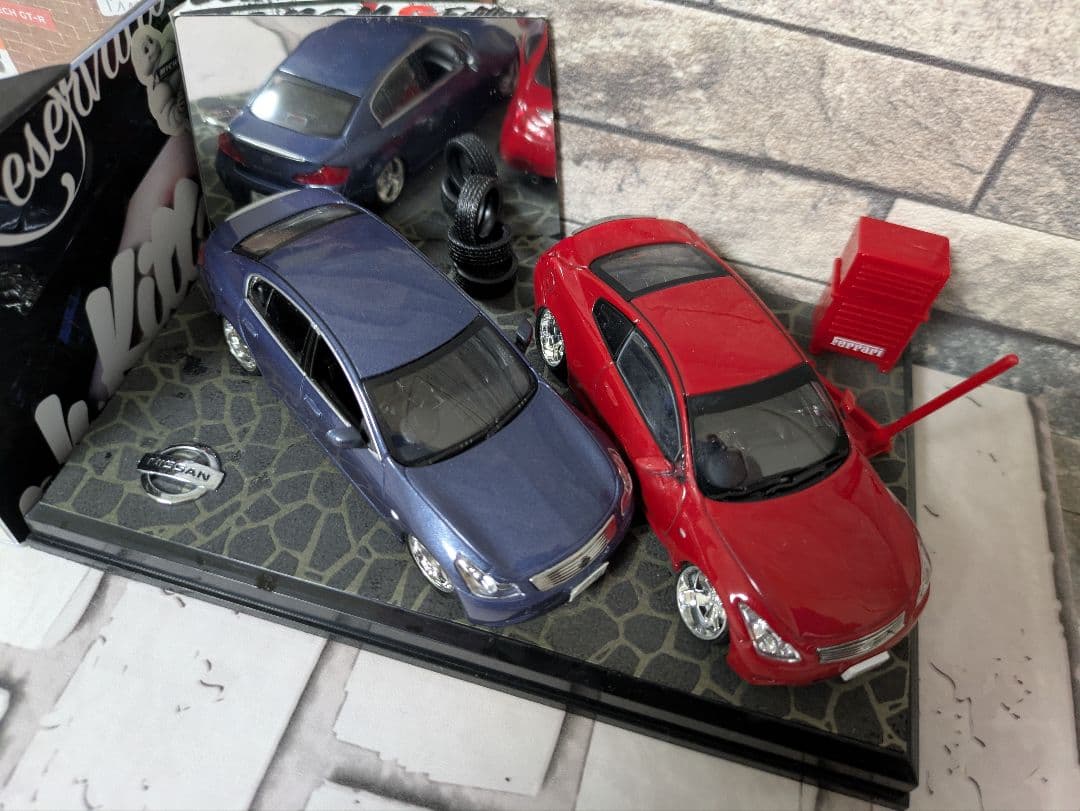 1/43 V36スカイライン クーペ+セダン+ジオラマケース 改造ミニカー
