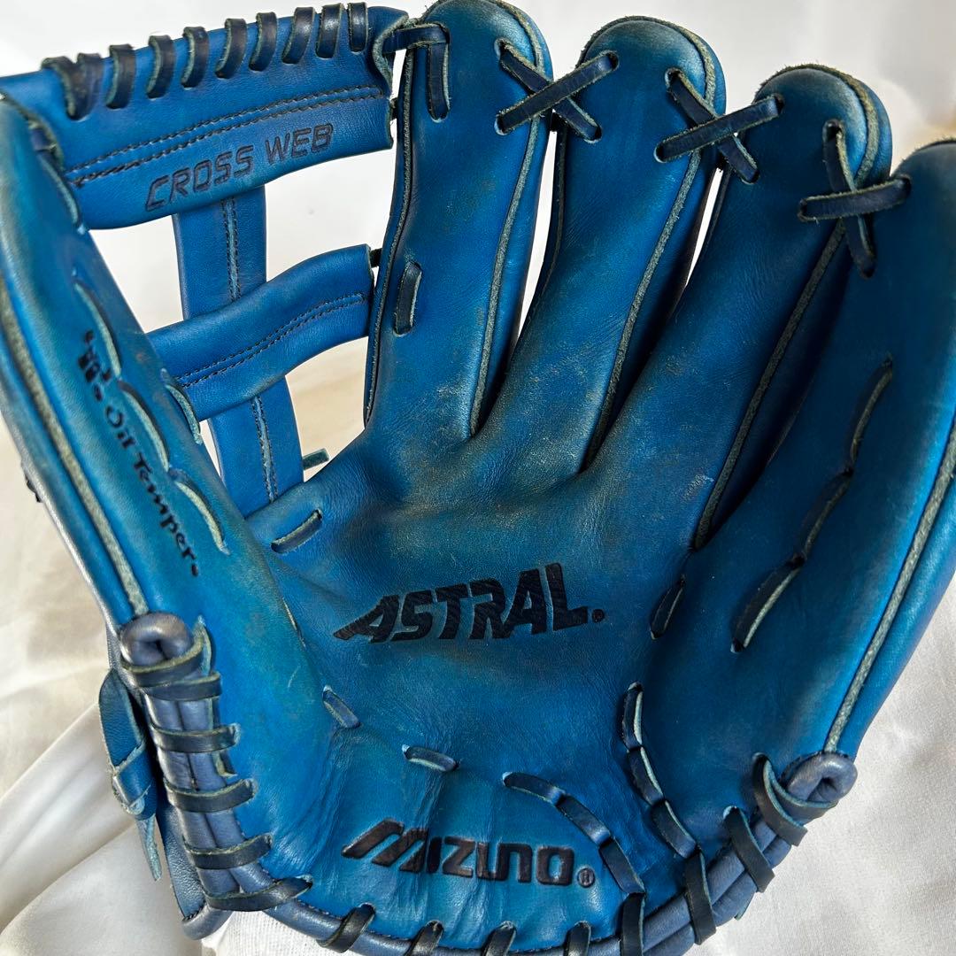 希少】ミズノ ビューリーグ 軟式グローブ ブルー 青 オールラウンド M