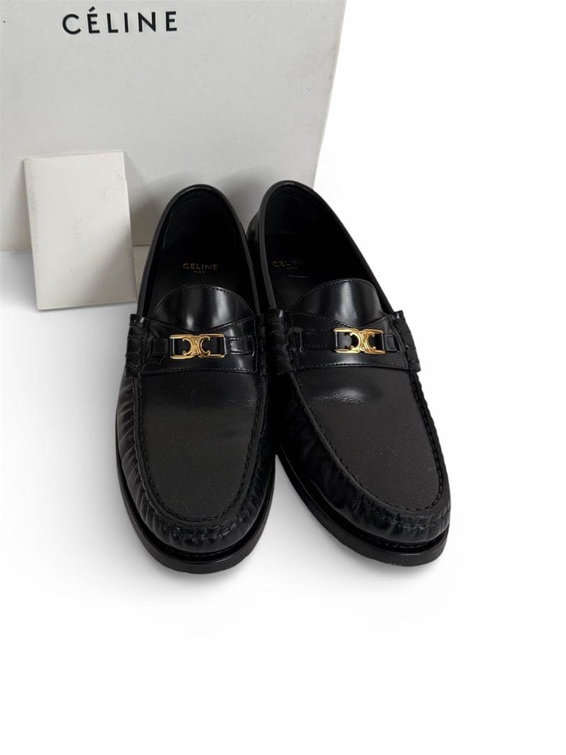 CELINEトリオンフローファー ☆Celine☆トリオンフチェーン付き マーガレット ローファー (CELINE