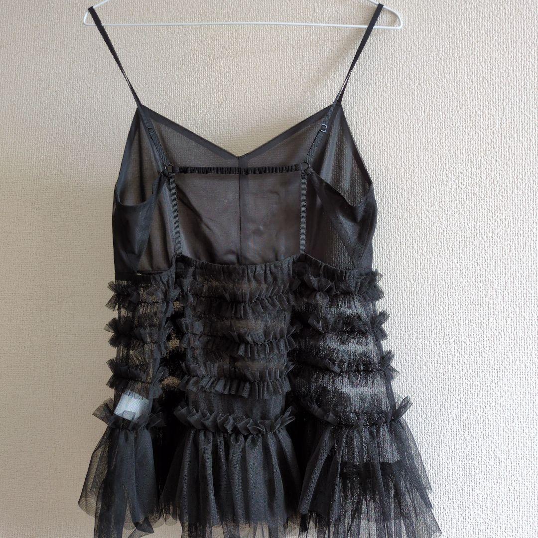 アメリ ヴィンテージ BLACK TULLE RAFFLE CAMI TOP