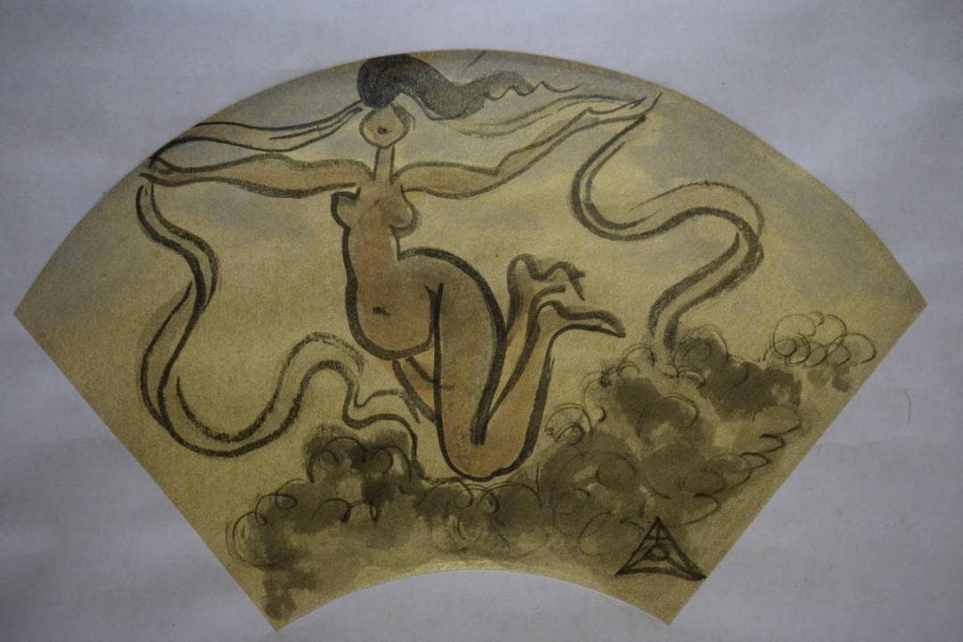 真作/木内克/飛天/天女図/扇面/桐共箱付/布袋屋掛軸HE-605 - メルカリ