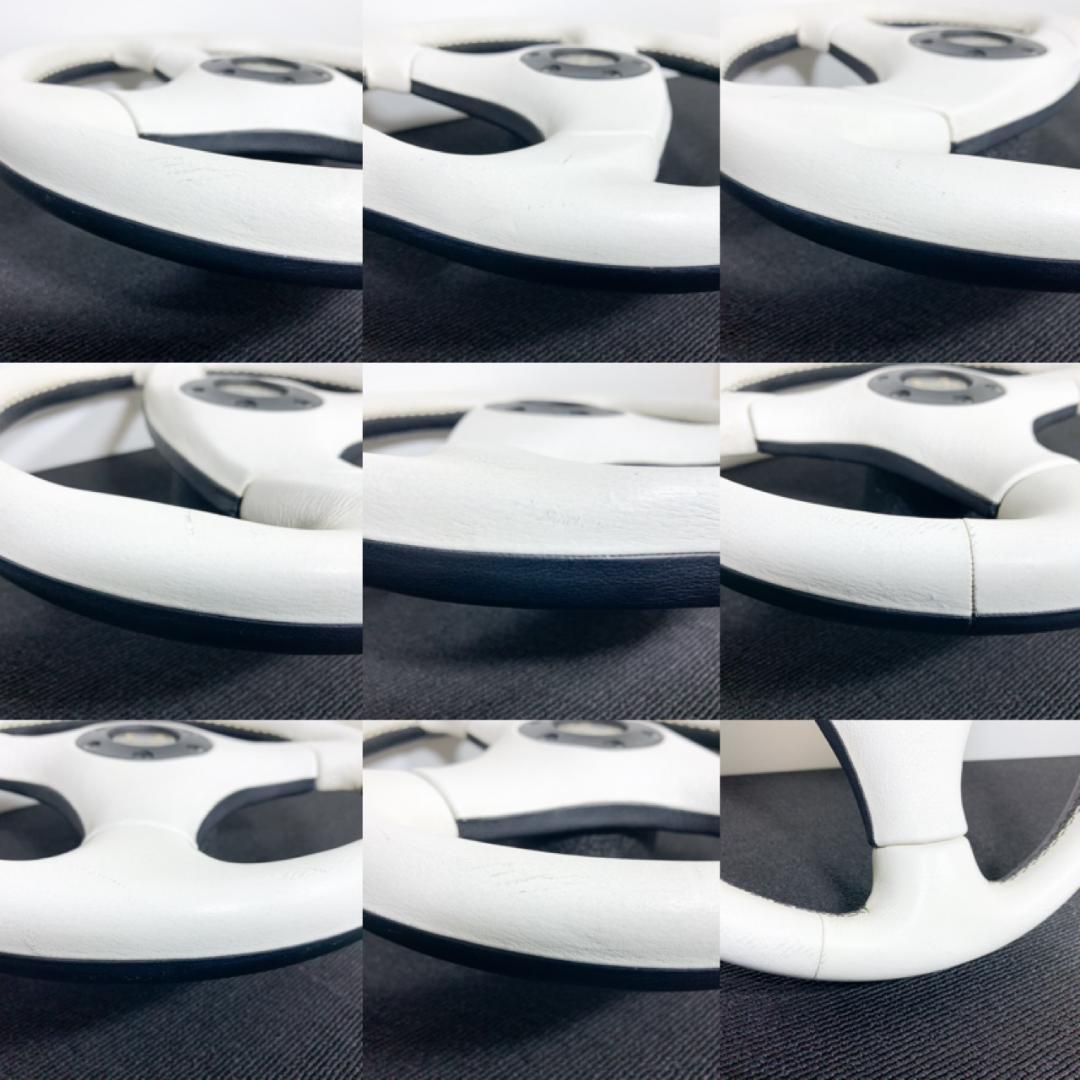 激レア イタルボランテ ホワイト×ブラック レザーステアリング 33φ