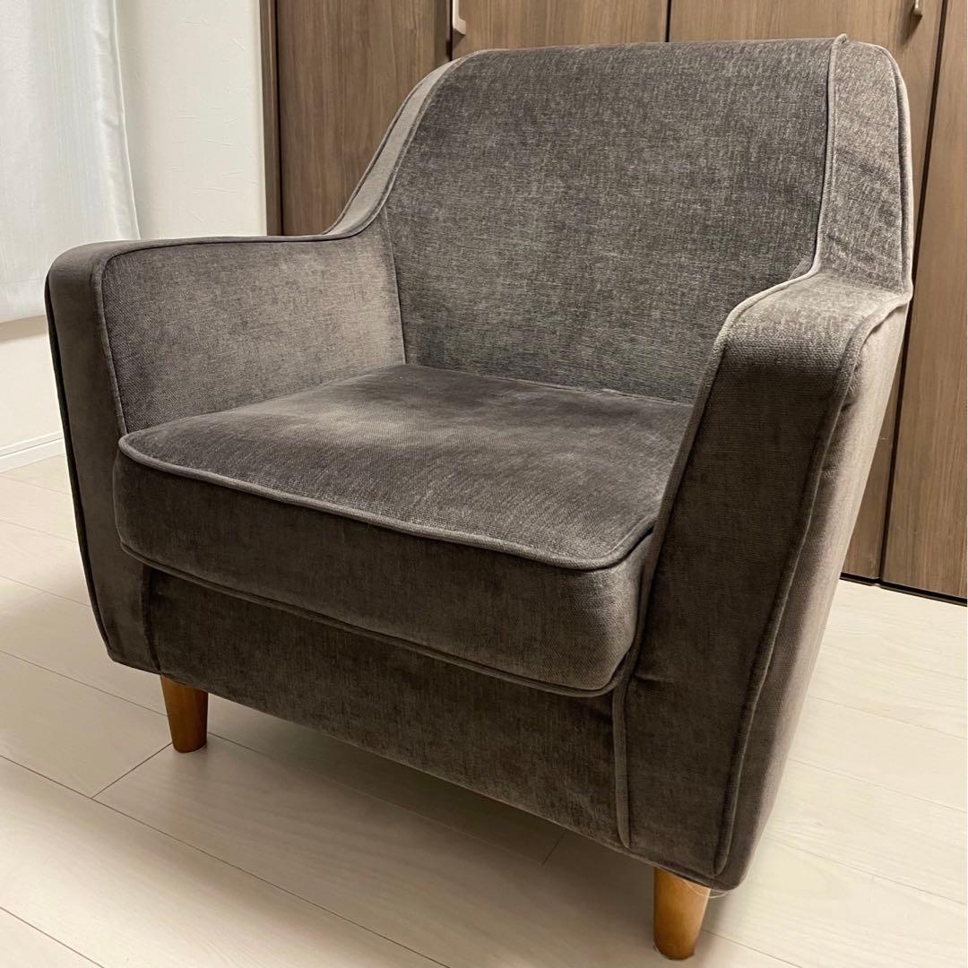 NOCE ノーチェ ベルベットシングルソファTD1914 1人掛け ソファTD1914 1人掛け【送料・開梱設置無料】 グレー | NOCEノーチェ