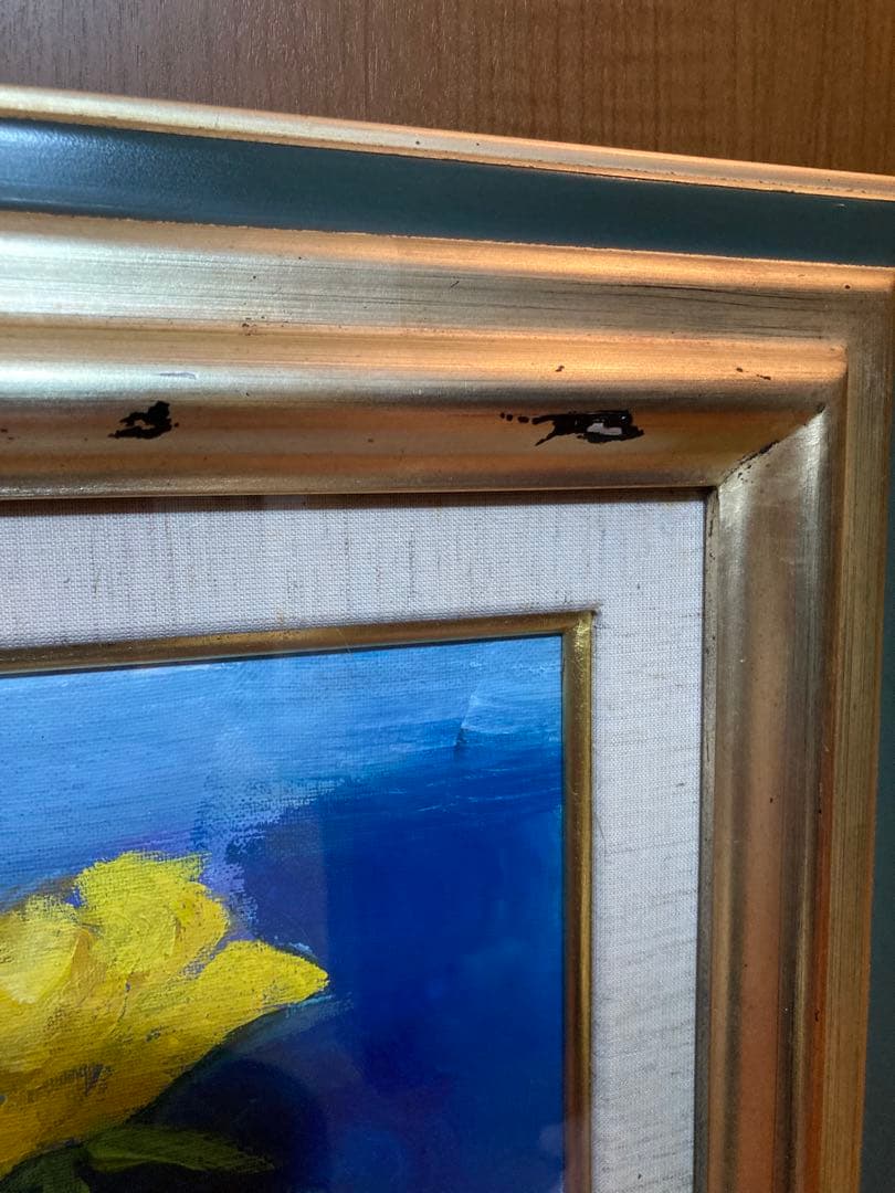 宇都山喜八郎　バラの肉質油彩画 やや傷や汚れあり