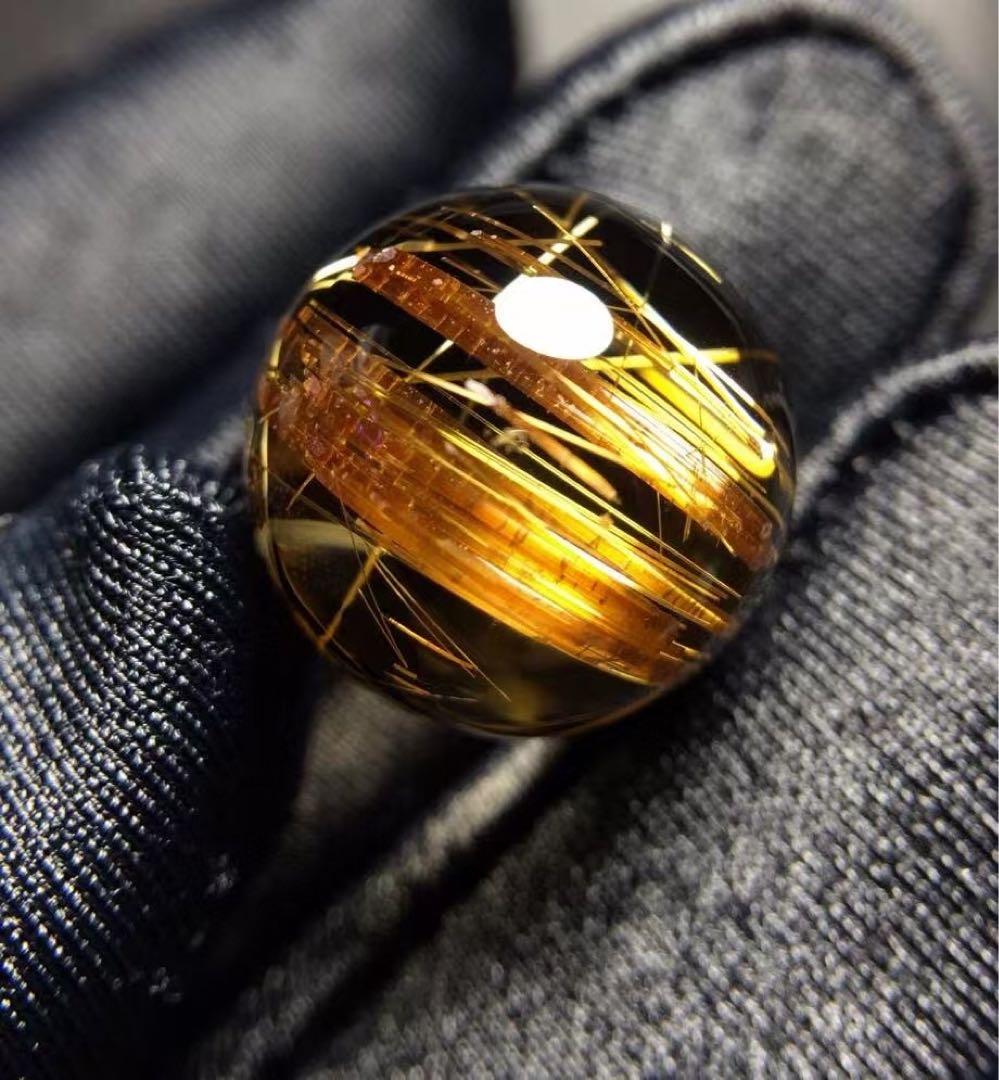 ⭐︎天然銅色ゴールドルチルクオーツ 丸玉 14.9mm 4.6g