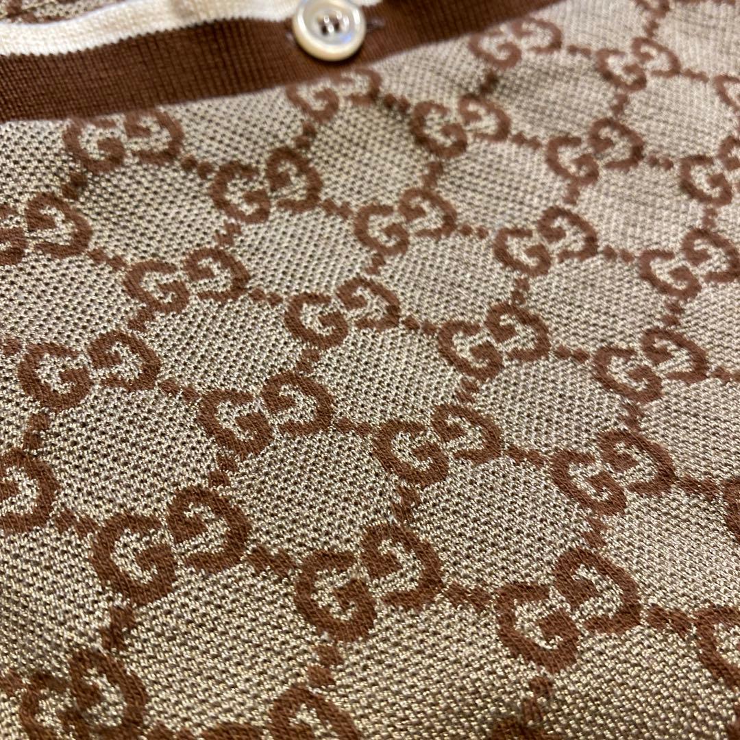 GUCCI GGパターン ポロシャツ ベージュ/アイボリー シルク混 GUCCI