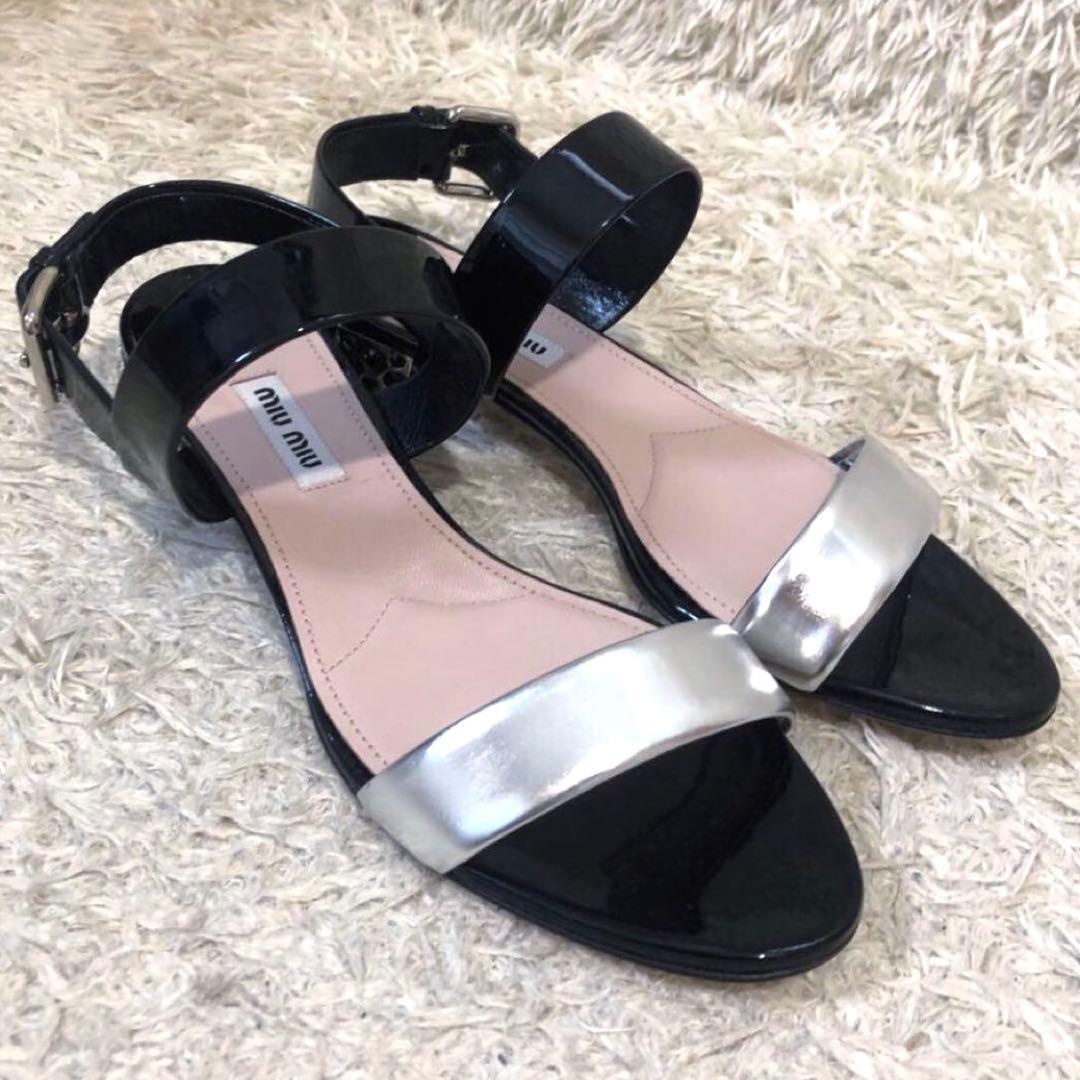 未使用✨ミュウミュウ　サンダル　サイズ37 1/2　23.5cm ブラック