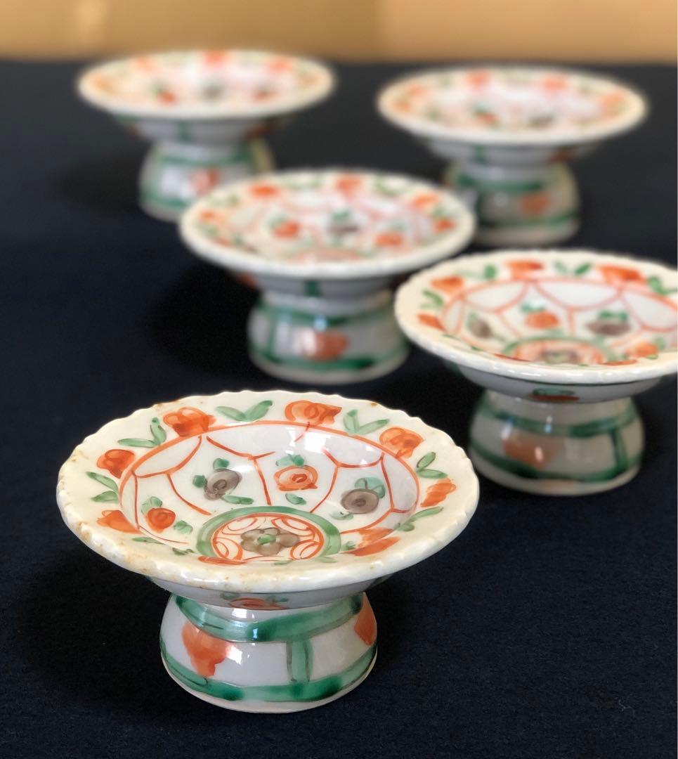 割引‼️《レ》九谷焼 須田 菁華 安南 色絵 台皿5客　1f