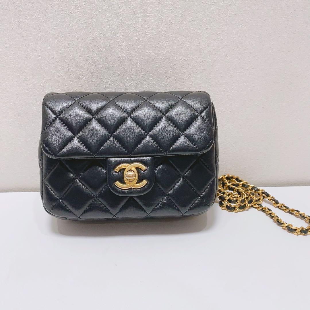 CHANEL ブラック レザー ショルダーバッグad - メルカリ