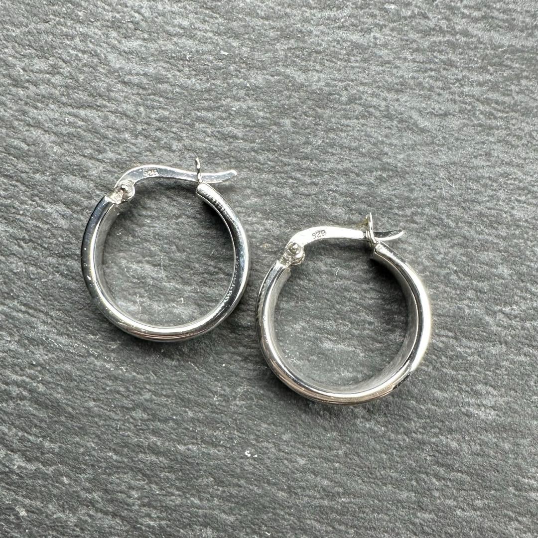 シルバー925 silver シンプルフラットフープピアス/軽研磨仕上げ シルバー925 つや消しピアス マットピアス フープピアス シルバー