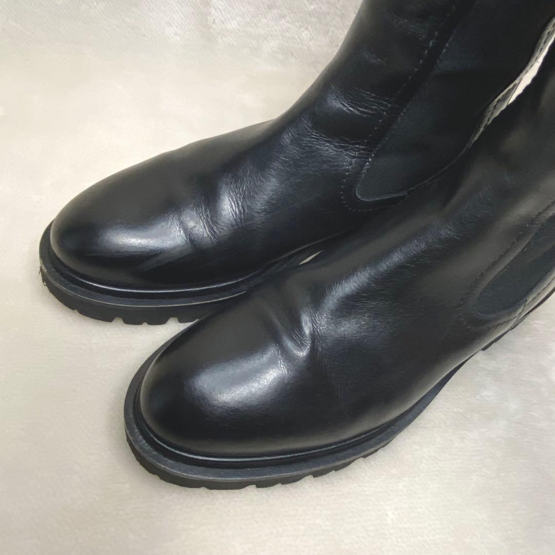 パスクッチ イエナ別注 サイドゴアブーツ 37 厚底 本革 軽量 黒