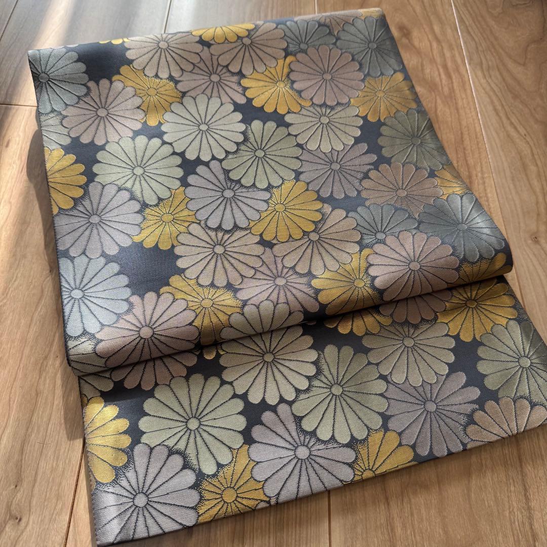 超美品 西陣織 陰山織物 箔屋清兵衛 六通 袋帯 草木染 袋帯 着物 443