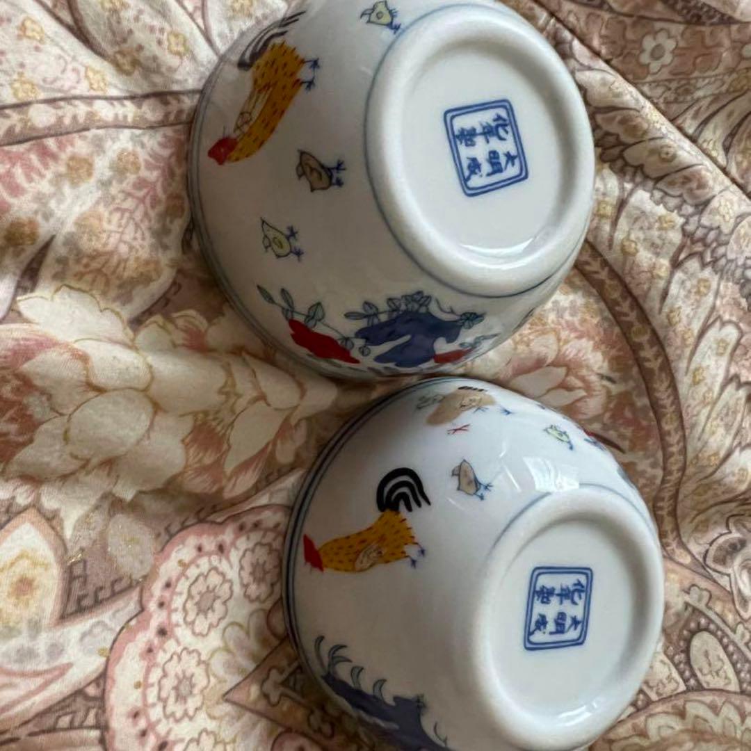 蔵出 中国骨董 官窑大明成化年製斗彩鶏缸杯 景徳鎮製チキンカップ 38億