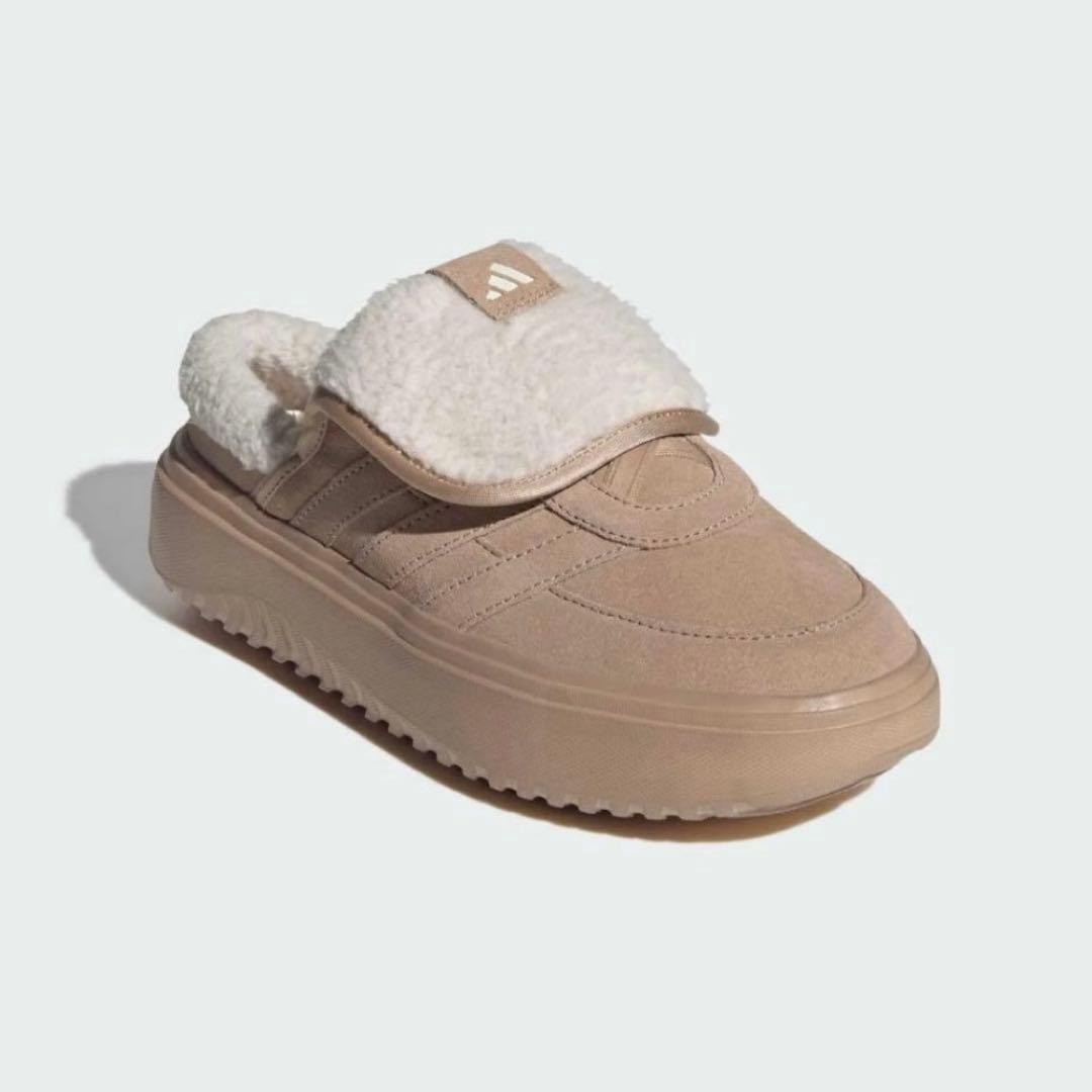 韓国限定】adidas アディダス24.5㎝ ボア付き サンダル ブラウン