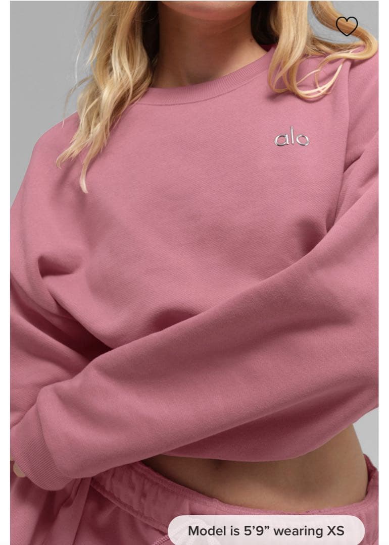 alo yogaピンク クロップドスウェット S 安い 価格