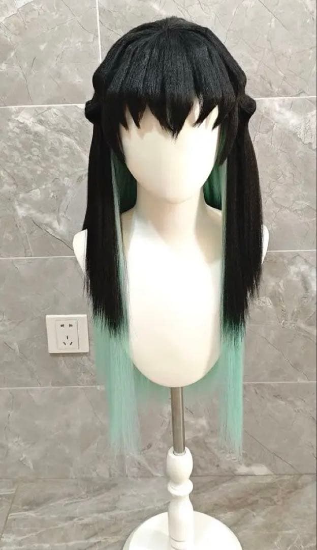 時透無一郎 鬼滅の刃 セット済み ウィッグ コスプレ マネキンヘッド付 霞柱 三分妄想 鬼滅の刃 鬼殺隊 時透無一郎 コスプレ ウィッグ